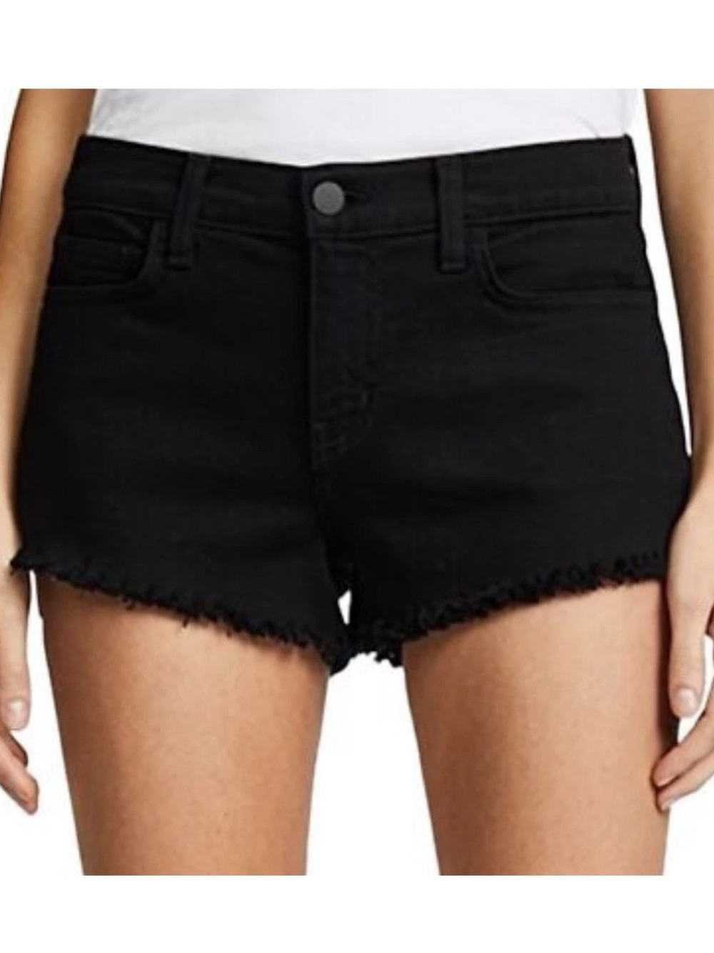L'AGENCE Zoe Frayed Black Denim Shorts Noir Size 25